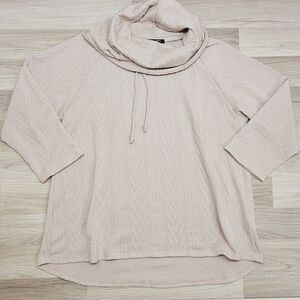 CHRIS & CAROL Women Beige Cowl  Neck Pullover Sweater Size 2XL
